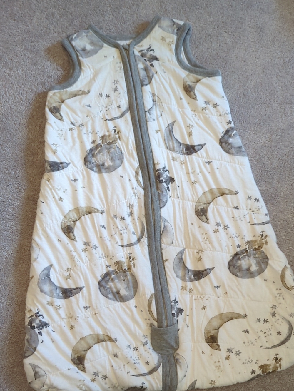 Burt's Bees Cream Sleep Sack with Gray Moon & Star Print Baby